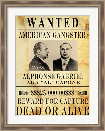 Framed Al Capone Wanted Poster Print