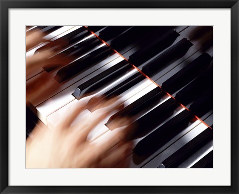 Framed Close-up of a person&#39;s hands playing a piano Print