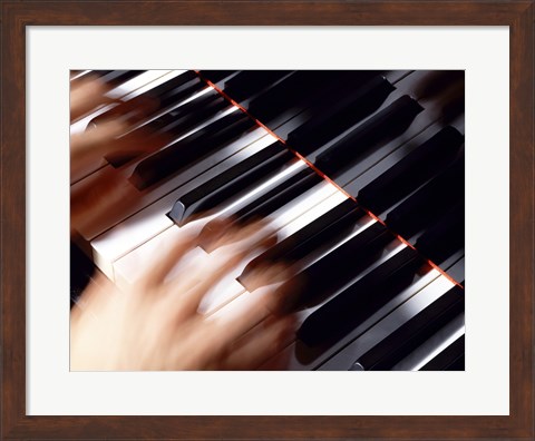 Framed Close-up of a person&#39;s hands playing a piano Print