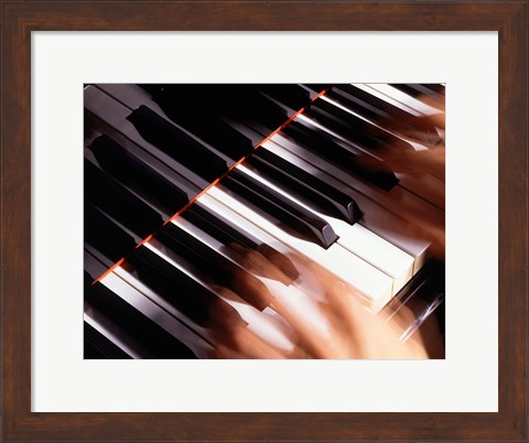 Framed Close-up of a person&#39;s hands playing a piano Print