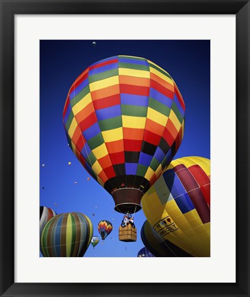 Framed Brightly Colored Hot Air Balloon with Basket Print