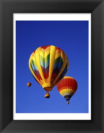 Framed Three Rainbow Hot Air Balloons Print