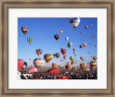 Framed Group of Hot Air Balloons Taking Off Print