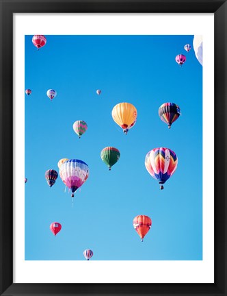 Framed Bunch of Hot Air Balloons in the Blue Sky Print