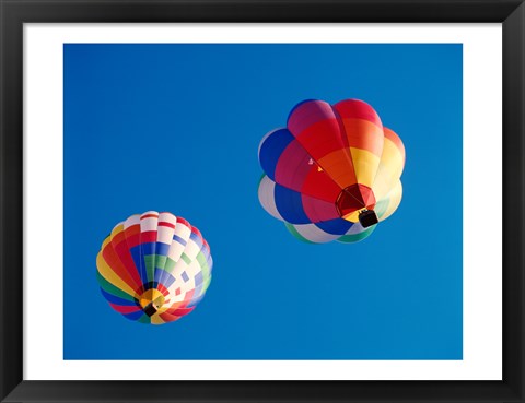 Framed Two Hot Air Balloons Flying Away Print