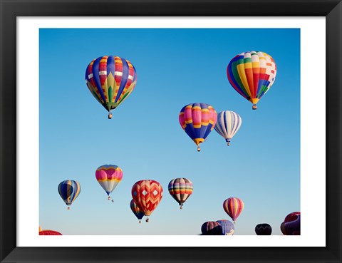 Framed Hot Air Balloons in a Group Floating into the Sky Print