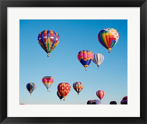 Framed Hot Air Balloons in a Group Floating into the Sky Print