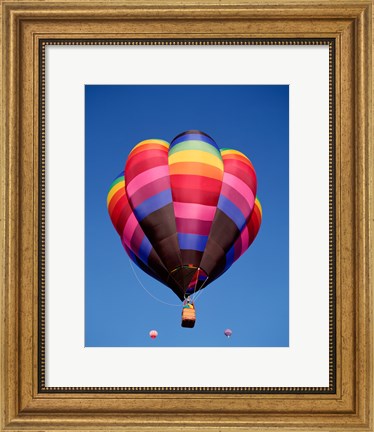 Framed Rainbow Hot Air Balloon Flying Away Print