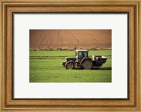 Framed Tractor in a field, Newcastle, Ireland Print