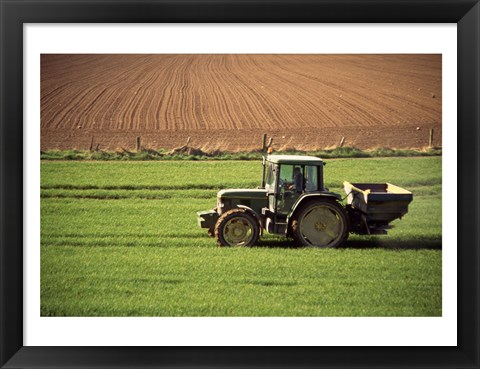 Framed Tractor in a field, Newcastle, Ireland Print