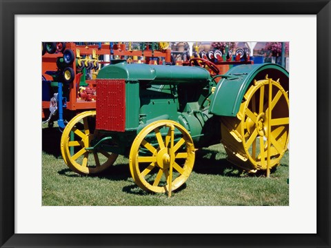 Framed Old fashioned tractor at Farmers Market, San Juan Capistrano, California, USA Print