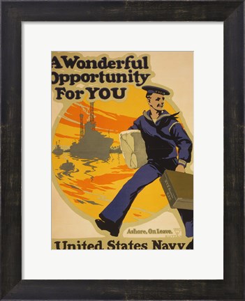 Framed Wonderful Opportunity for You United States Navy Print