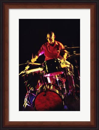 Framed Young man playing the drums Print