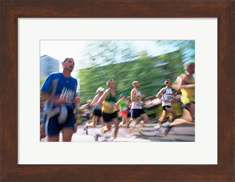 Framed Group of people running in a marathon, London, England Print