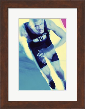 Framed Portrait of a young man running Print