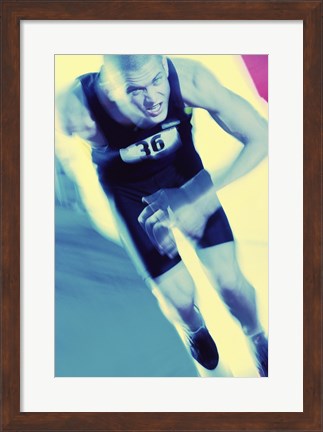 Framed Portrait of a young man running Print