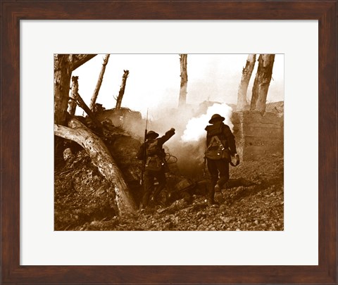 Framed Two American Soldiers Storming a Bunker Print