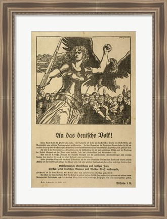 Framed Franz Stassen - WWI - An Das Deutsche Volk Print