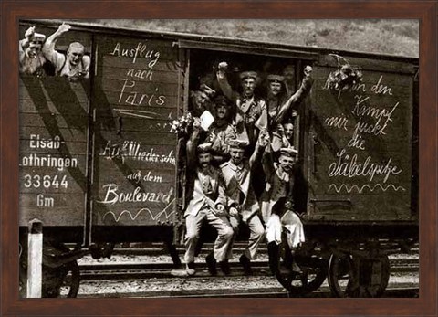 Framed German Soldiers in a Railroad Car on the Way to the Front Print