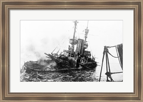 Framed HMS Irresistible Abandoned March 18,1915 Print