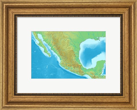 Framed Map of Mexico Demis Print