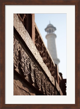 Framed Close up of Carving at the Taj Mahal, Agra, Uttar Pradesh, India Print