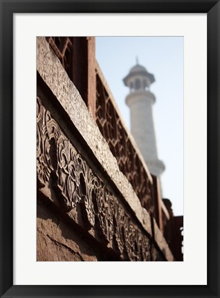 Framed Close up of Carving at the Taj Mahal, Agra, Uttar Pradesh, India Print