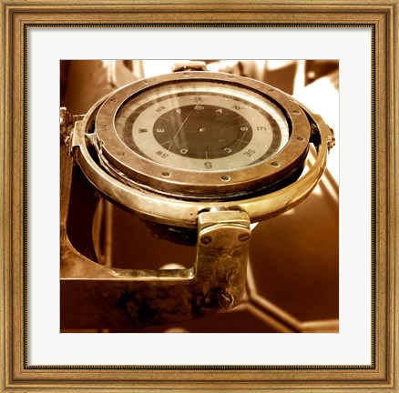 Framed HMS Belfast - Admiral&#39;s Bridge Compass Print