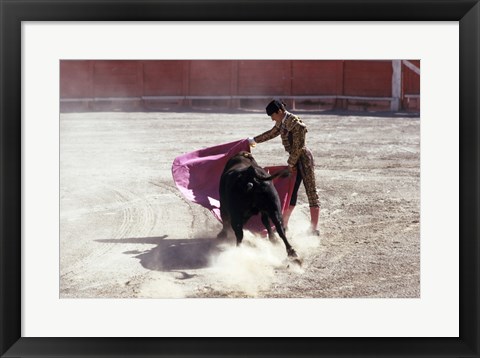 Framed Matador fighting with a bull, Spain Print