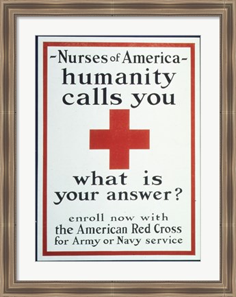 Framed Nurses of America Humanity Calls You Enroll now with the Red Cross Print