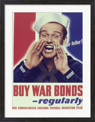 Framed Buy War Bonds Regularly Print