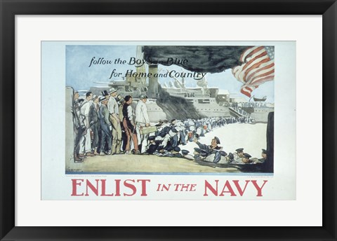 Framed Follow the Boys in Blue for Home and Country Enlist in the Navy Print