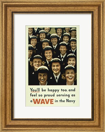 Framed Serving a Wave in the Navy Print