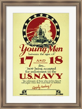 Framed Young Men Now Being Accepted for Enlistment Print