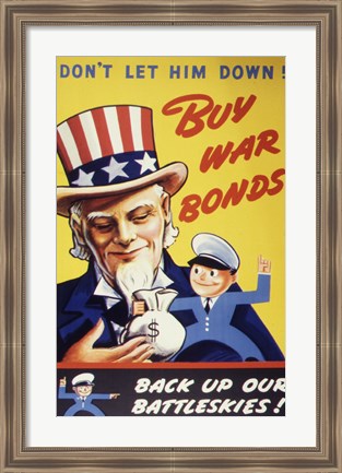 Framed Don&#39;t Let Him Down! Buy War Bonds Print