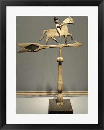 Framed Rider on Prancing Horse Weathervane Print