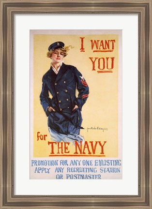 Framed I Want You for the Navy Print