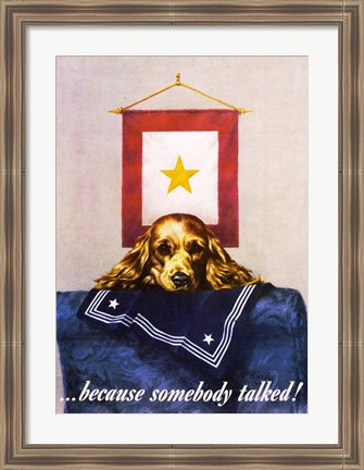 Framed Sad Puppy Propoganda Poster, 1944 Print