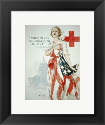 Framed Harrison Fisher WWI American Red Cross Poster Print