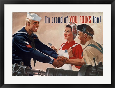 Framed 1944 Jon Whitcomb US Navy Print