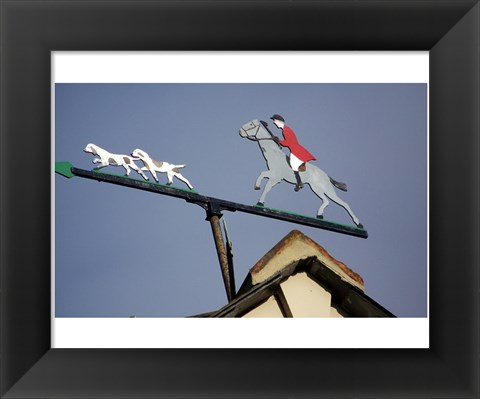 Framed Horse and Rider Weathervane Print