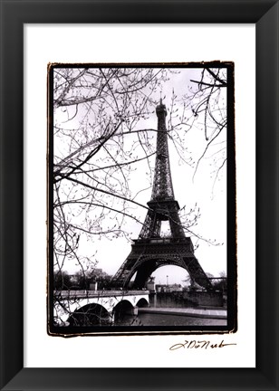 Framed Eiffel Tower Along the Seine River Print