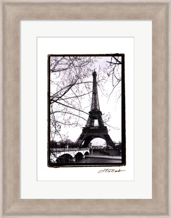 Framed Eiffel Tower Along the Seine River Print