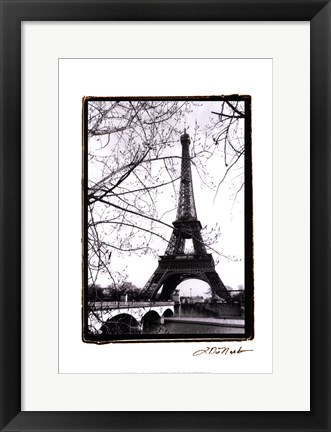 Framed Eiffel Tower Along the Seine River Print