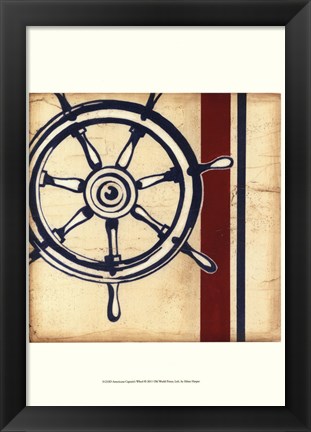 Framed Americana Captain&#39;s Wheel Print