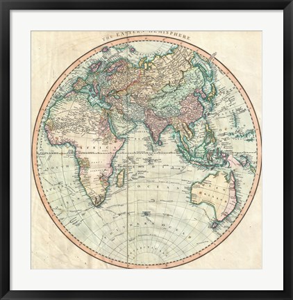 Framed 1801 Cary Map of the Eastern Hemisphere Print