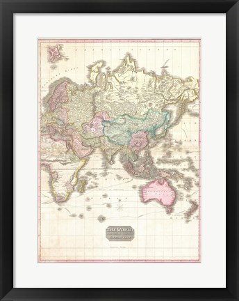 Framed 1818 Pinkerton Map of the Eastern Hemisphere Print