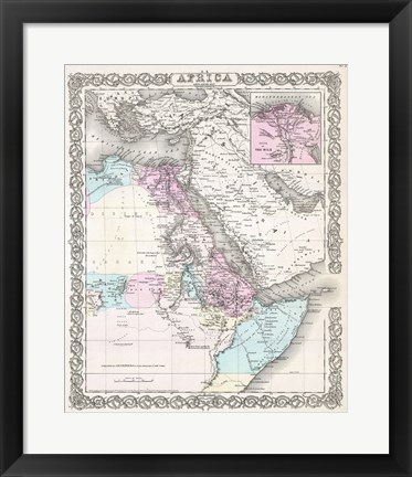 Framed 1855 Colton Map of Northeastern Africa Print