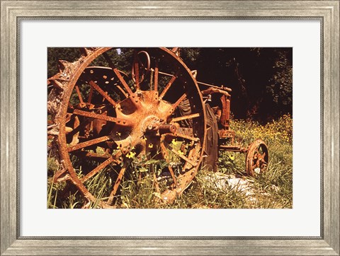 Framed Abandoned Tractor Near Mississippi River Bank Print