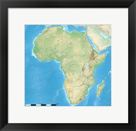 Framed Africa Relief Location Map Print